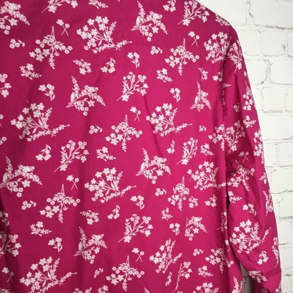 Woman Within Pink Floral Long Sleeve Button Up Shirt Size L 18/20 - Picture 4 of 15